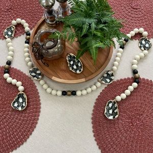 Handmade Halloween themed bead/oyster shell garland/table runner